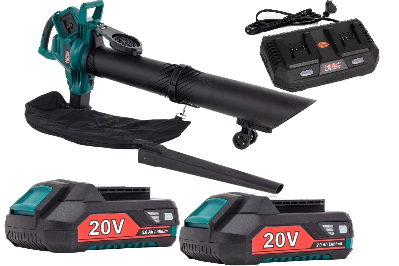 Dmuchawa / odkurzacz VBB-BL-LI-2x20V NAC + 2 Akumulatory 2,0 Ah + Ładowarka podwójna — zdjęcie 1 z 12